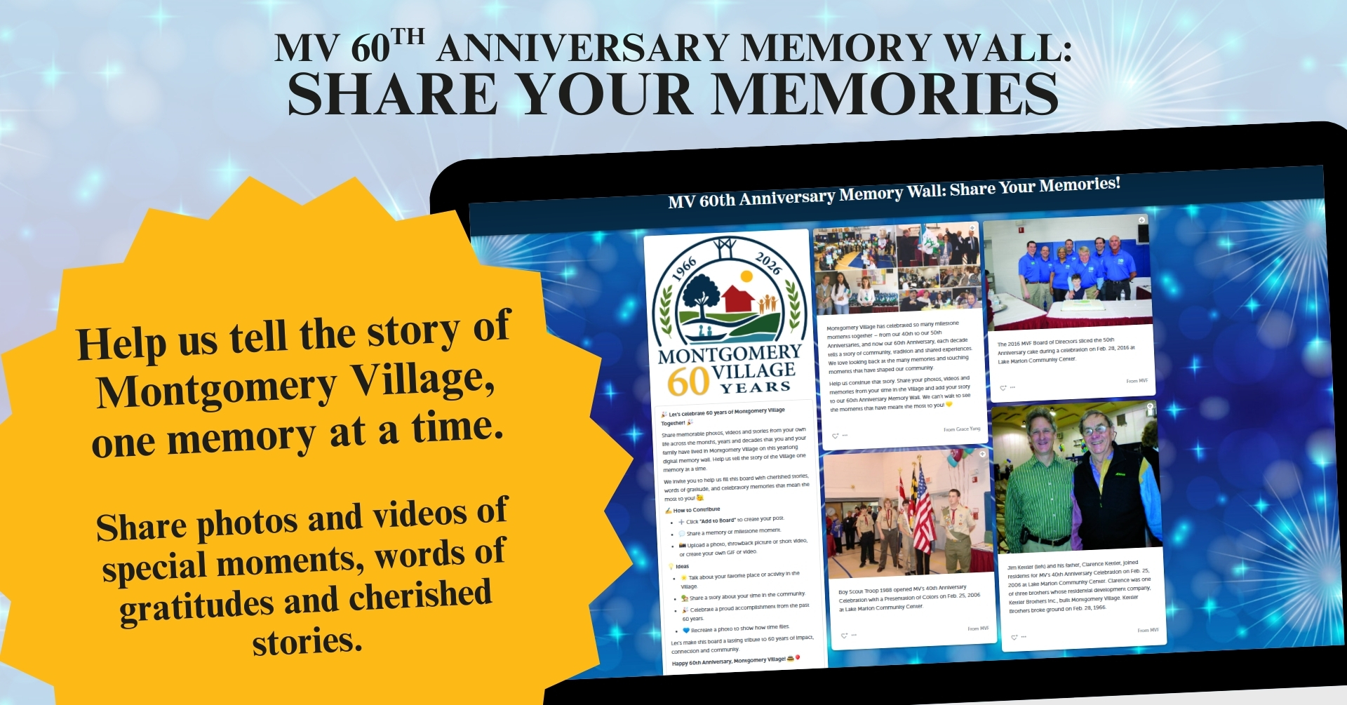 MV 60th Anniversary Memory Wall